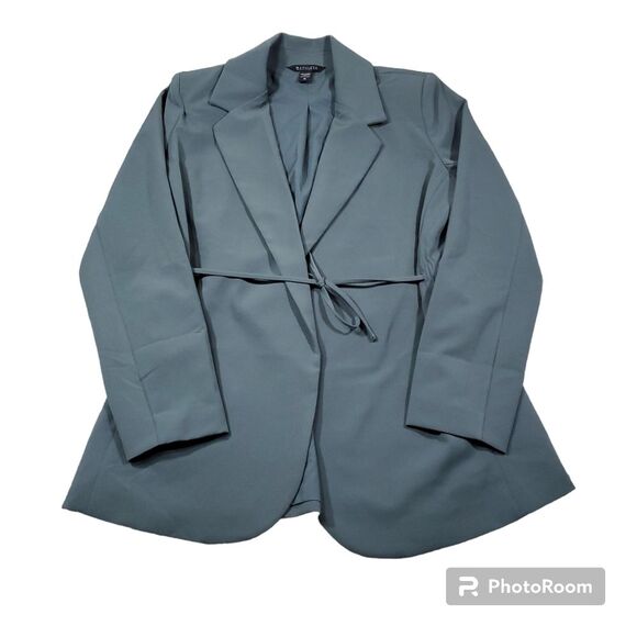 Athleta Endless Blazer Green Tie Front Jacket Sport Coat Size 10 Pockets - Picture 1 of 9
